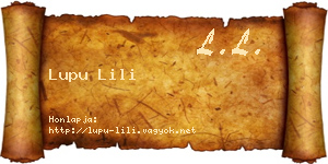 Lupu Lili névjegykártya